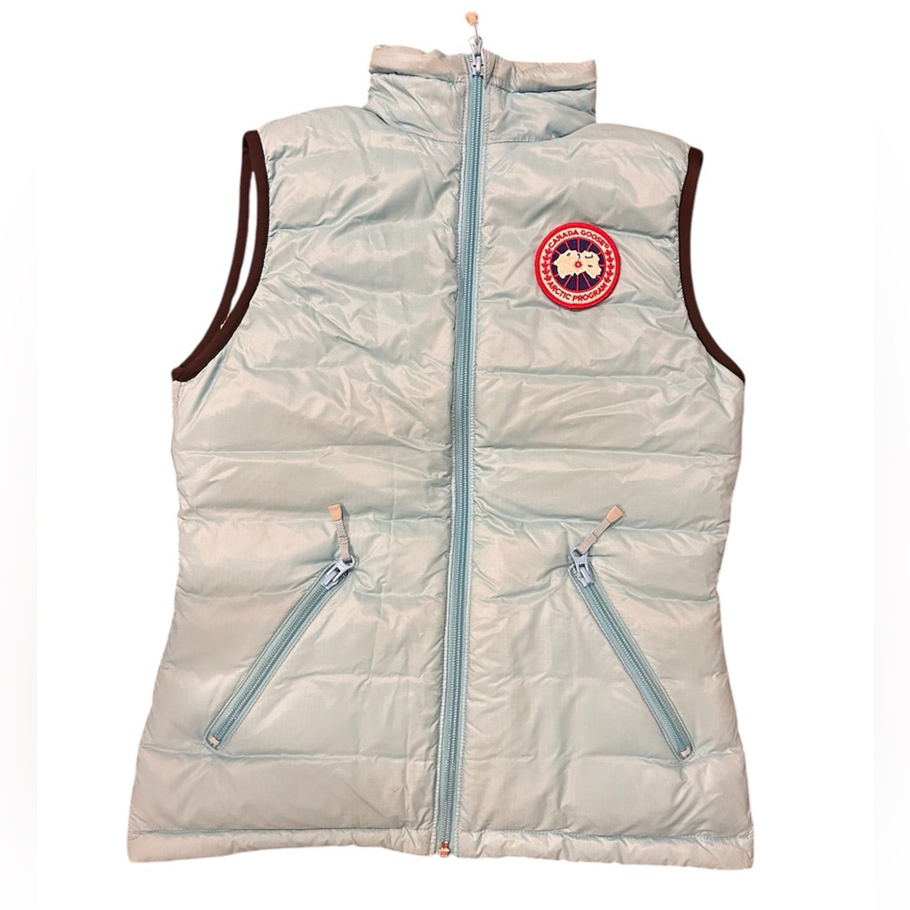 Canada Goose Light packable Blue Puffer Vest with Patch.